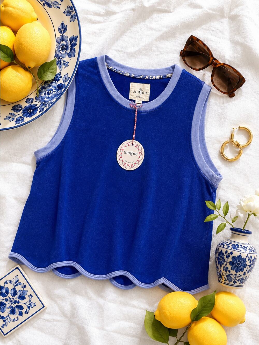 Umgee Blue Sleeveless Knit Tank Top NWT Size Medium